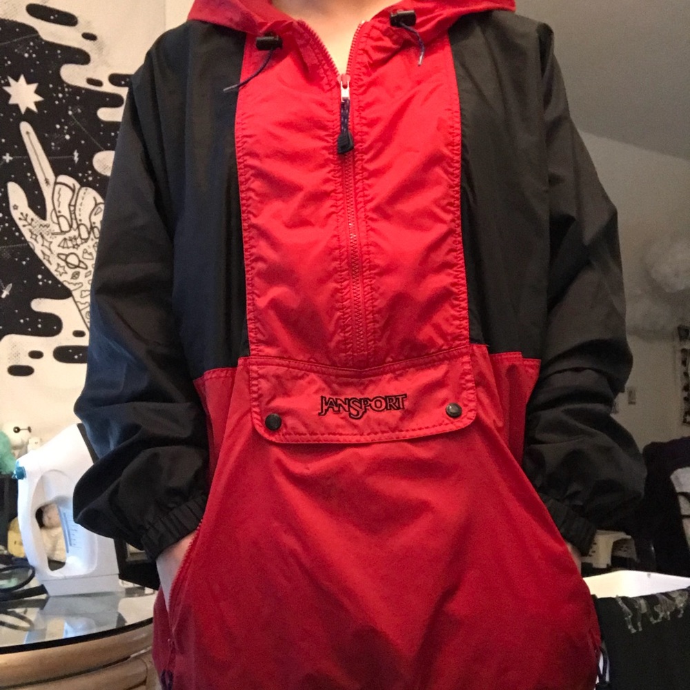 Red and Black Jansport Windbreaker